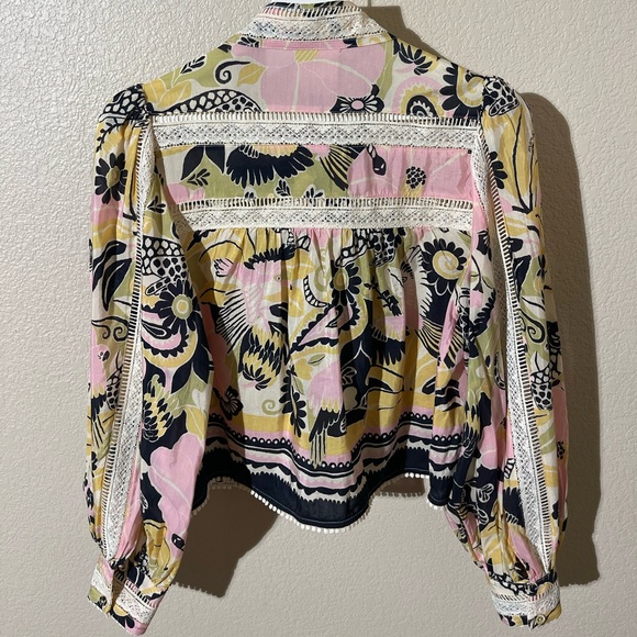 NWOT FARM Rio Pink and Yellow Patterned Blouse - Picture 3 of 7